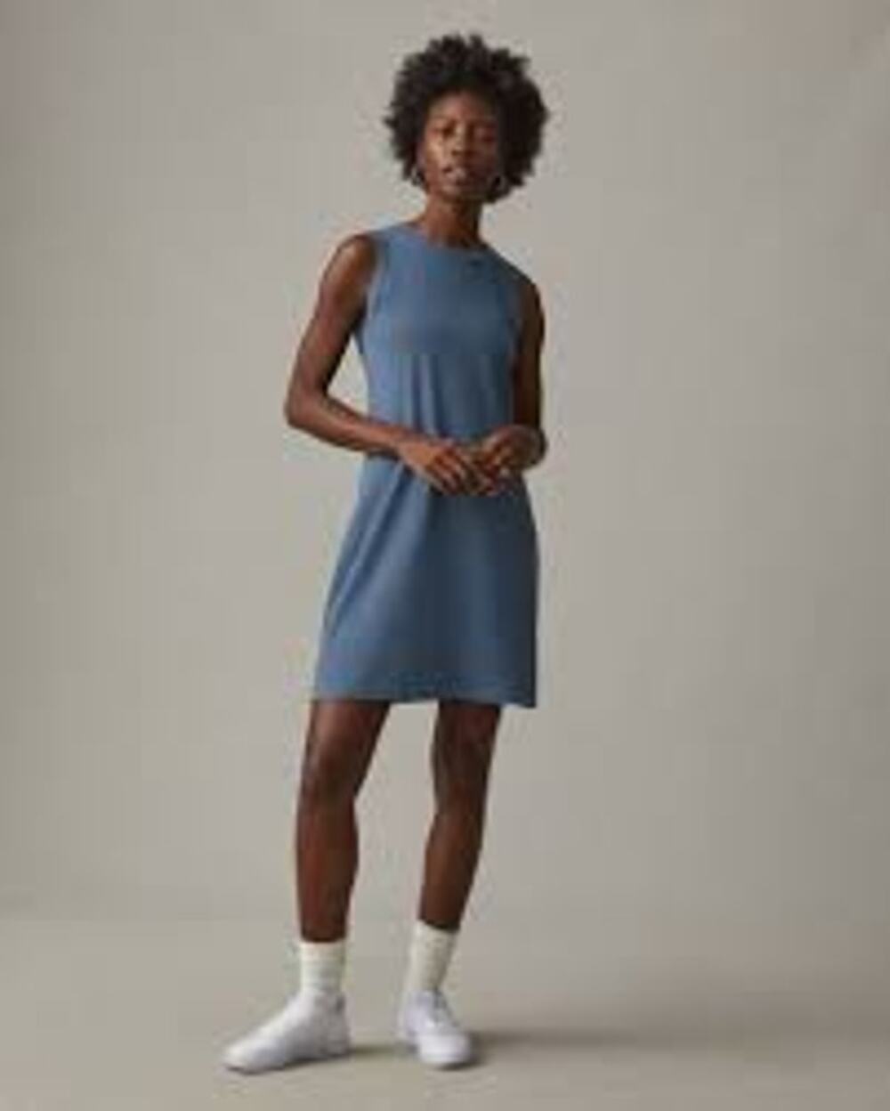 ✨ American Giant Blue Cotton Muscle Tee Tank Dress Size S Made in USA